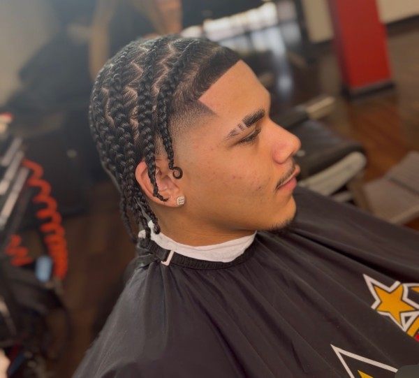 High taper fade with braids